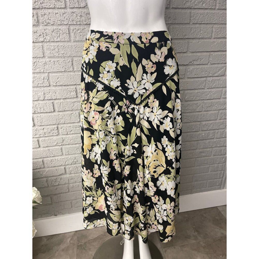 Emma James Women Multicolored Floral Godet Midi Skirt Size 18